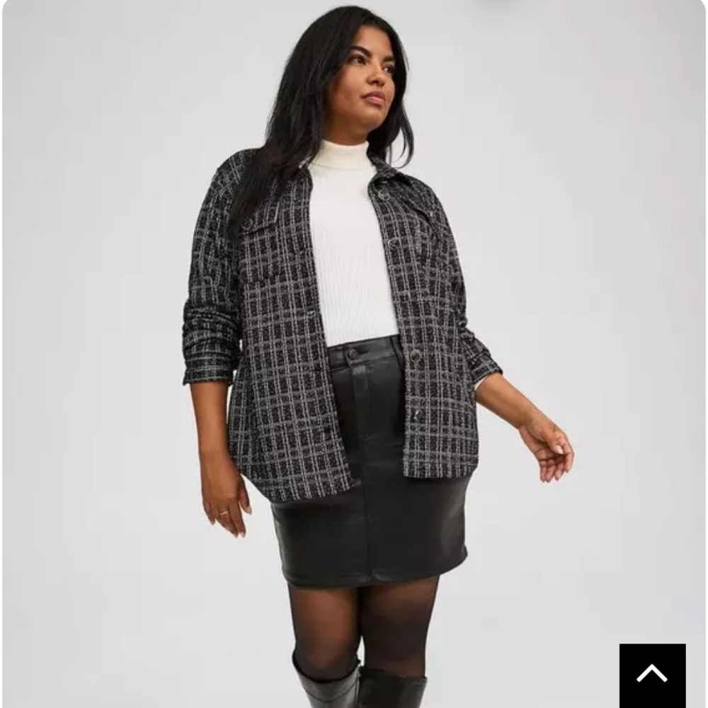 Torrid Stretch Boucle Shacket – Plaid, Size 2